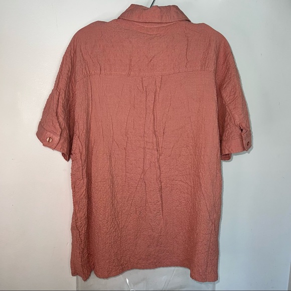 Max Studio Button Down Collar Shirt In Color Clay Textured Crepe Fabric Size XS - Picture 8 of 8